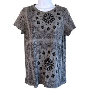 Anthropologie Back When Bandana Velvet Flocked Tee Size S Boho Cowgirl Festival